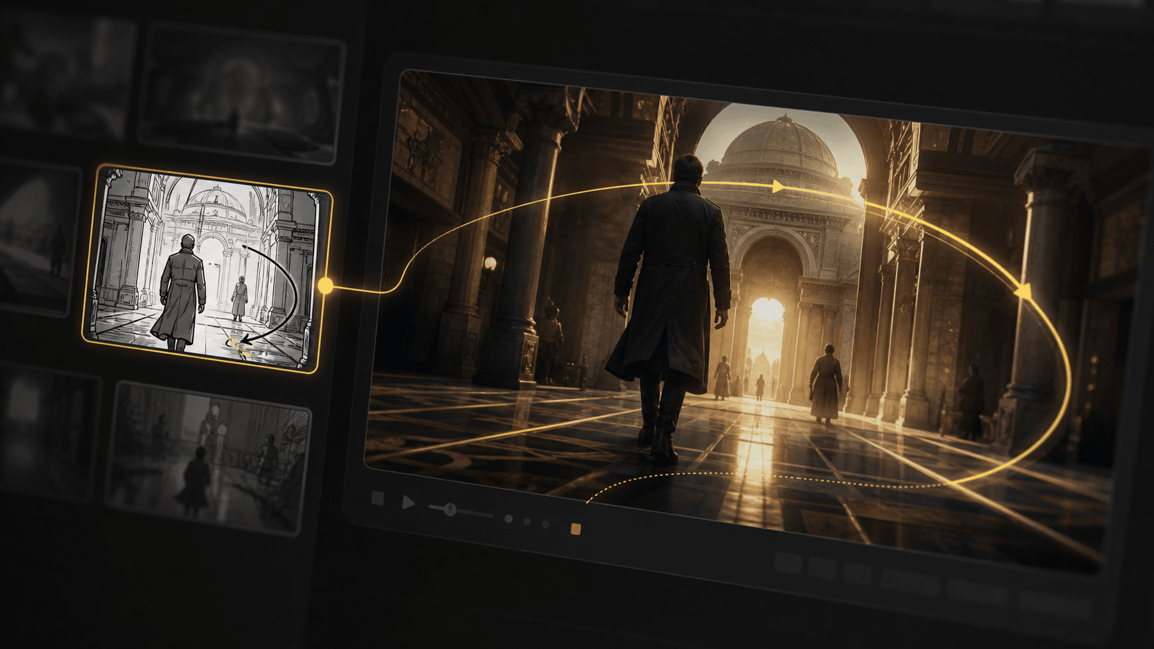 Generated storyboard frame-to-video camera motion preview