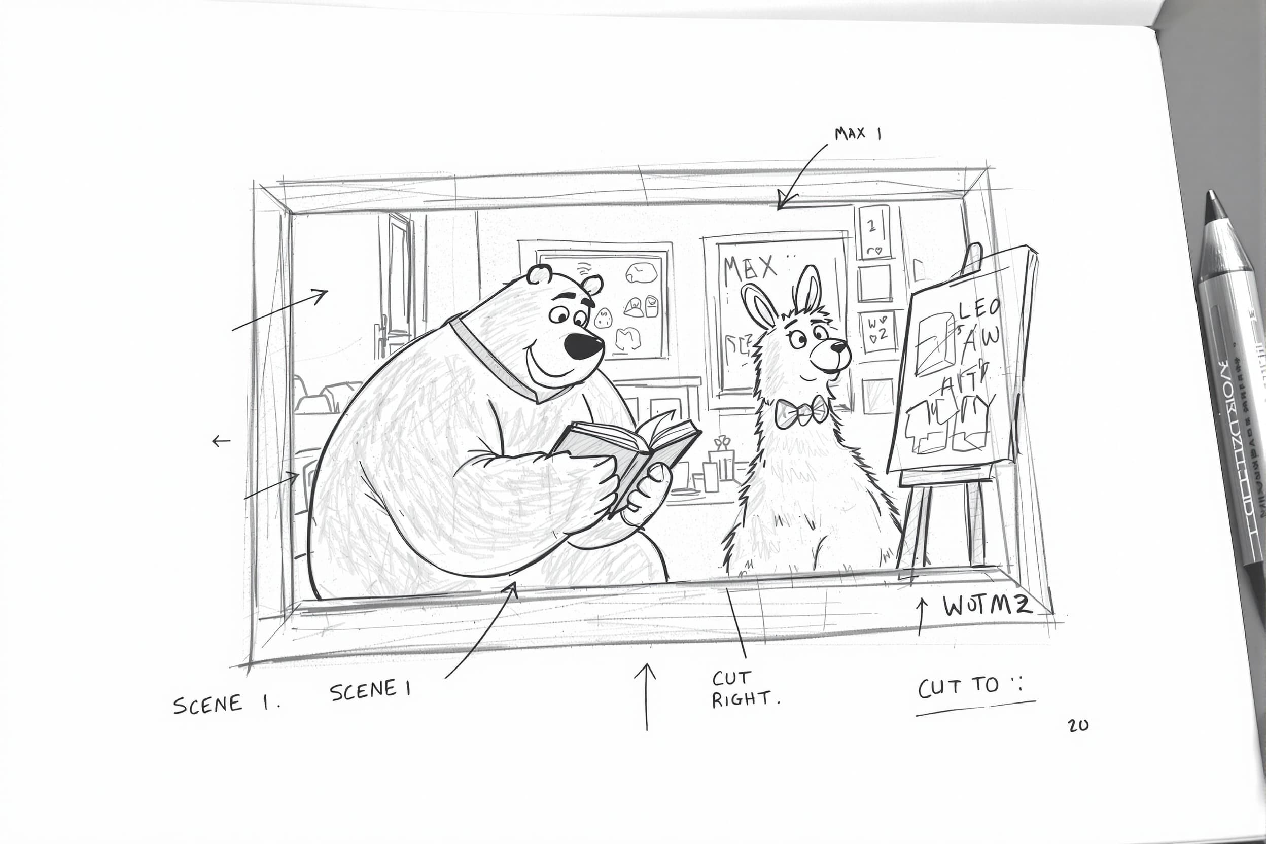A storyboard sketch created with LlamaGen