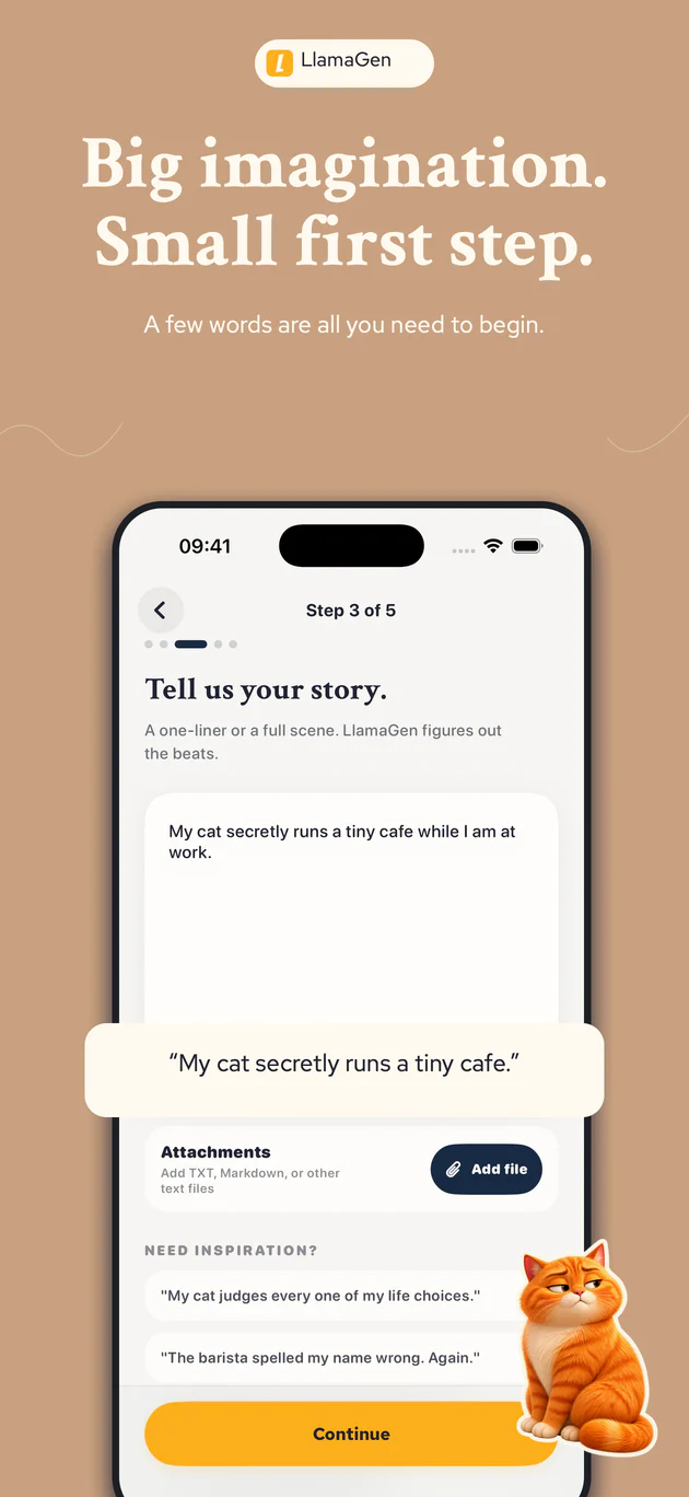 Start an AI comic from a short story idea in LlamaGen