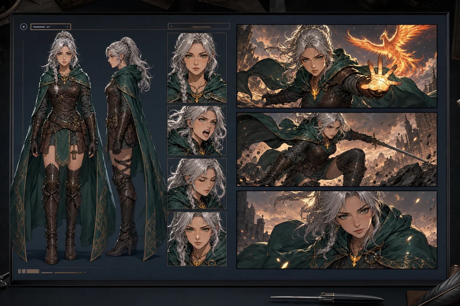 A consistent character reference board created with LlamaGen
