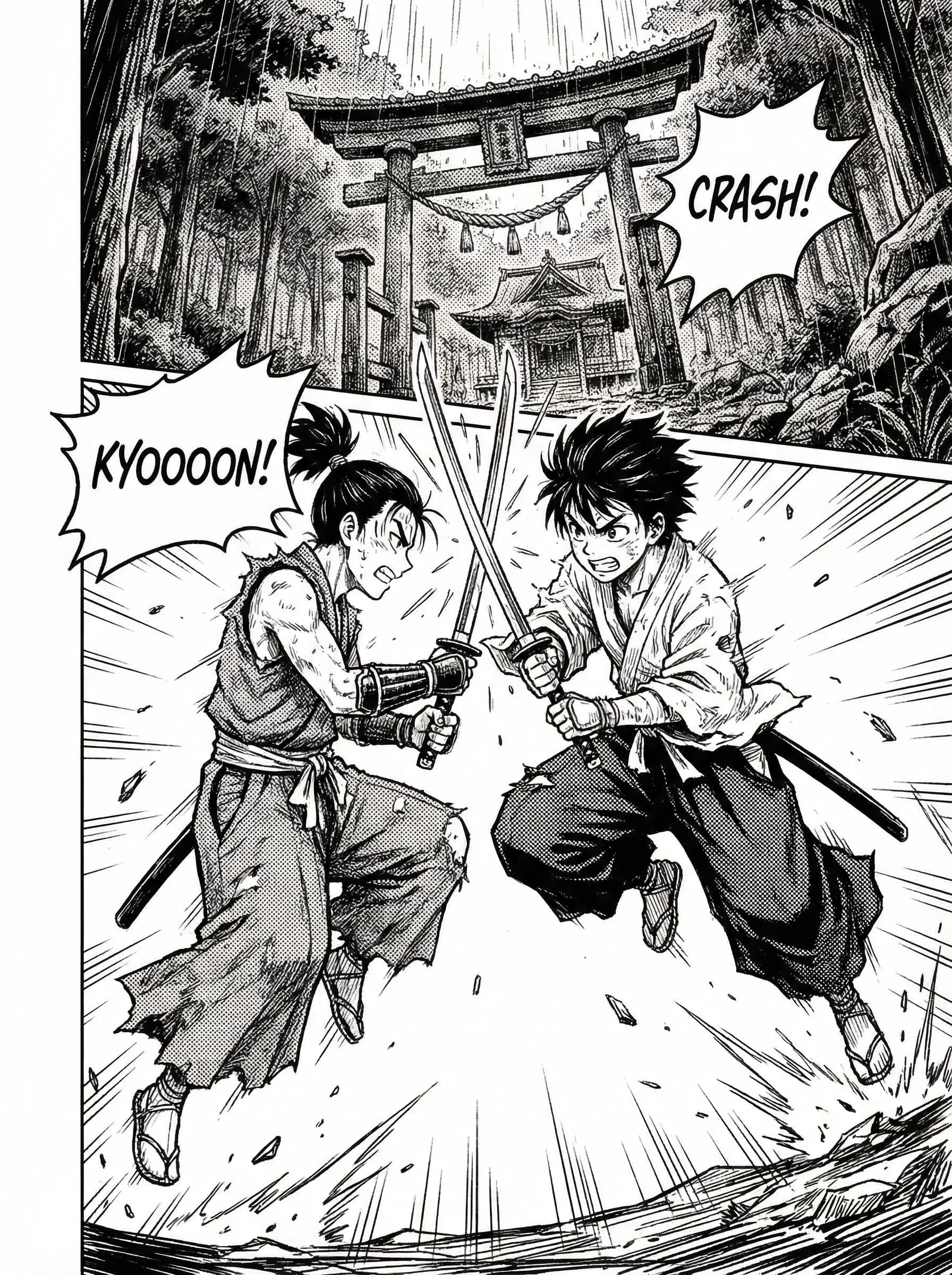 Contoh aksi AI Manga Generator