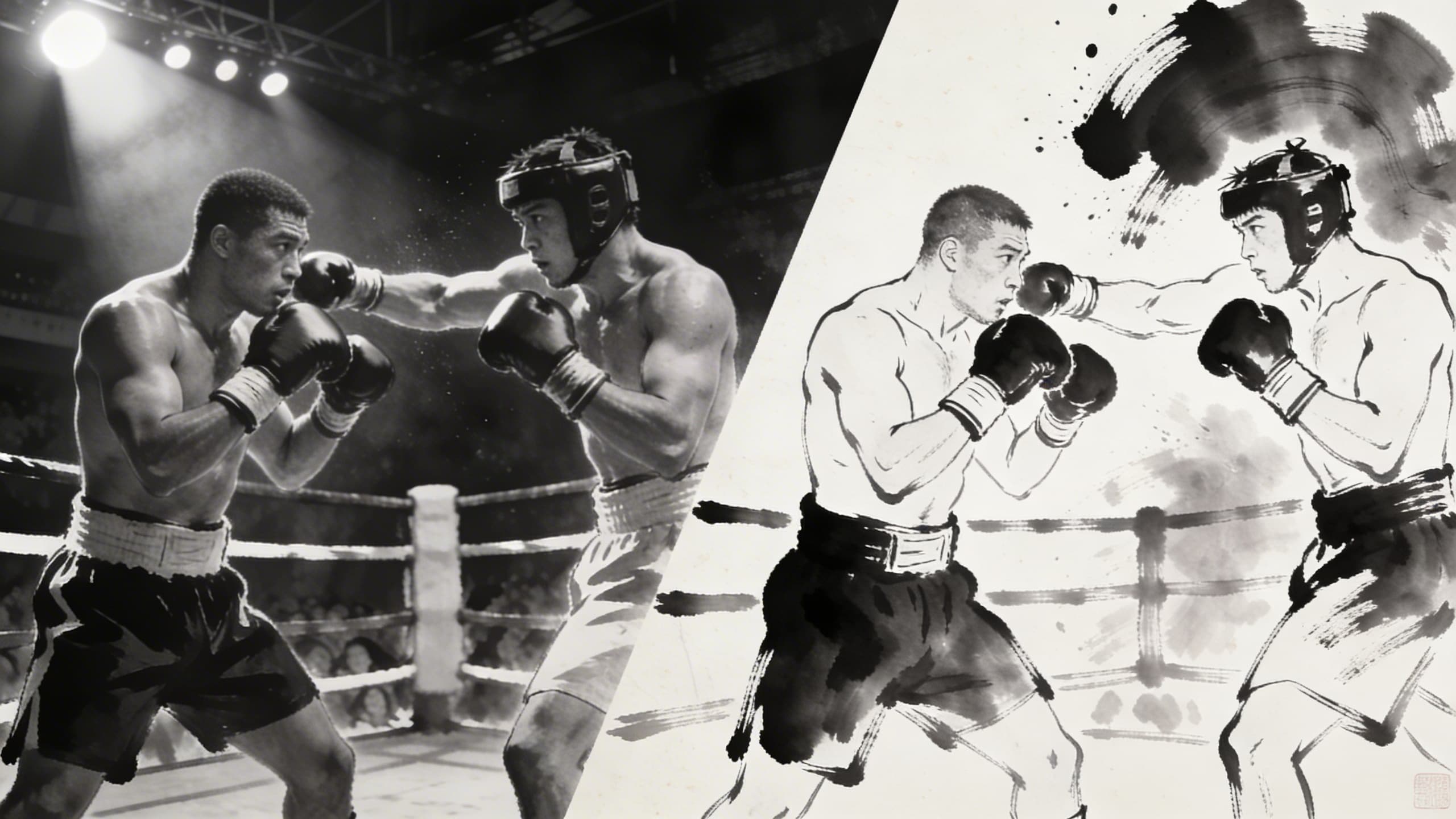 Boxing Match - Ink Wash