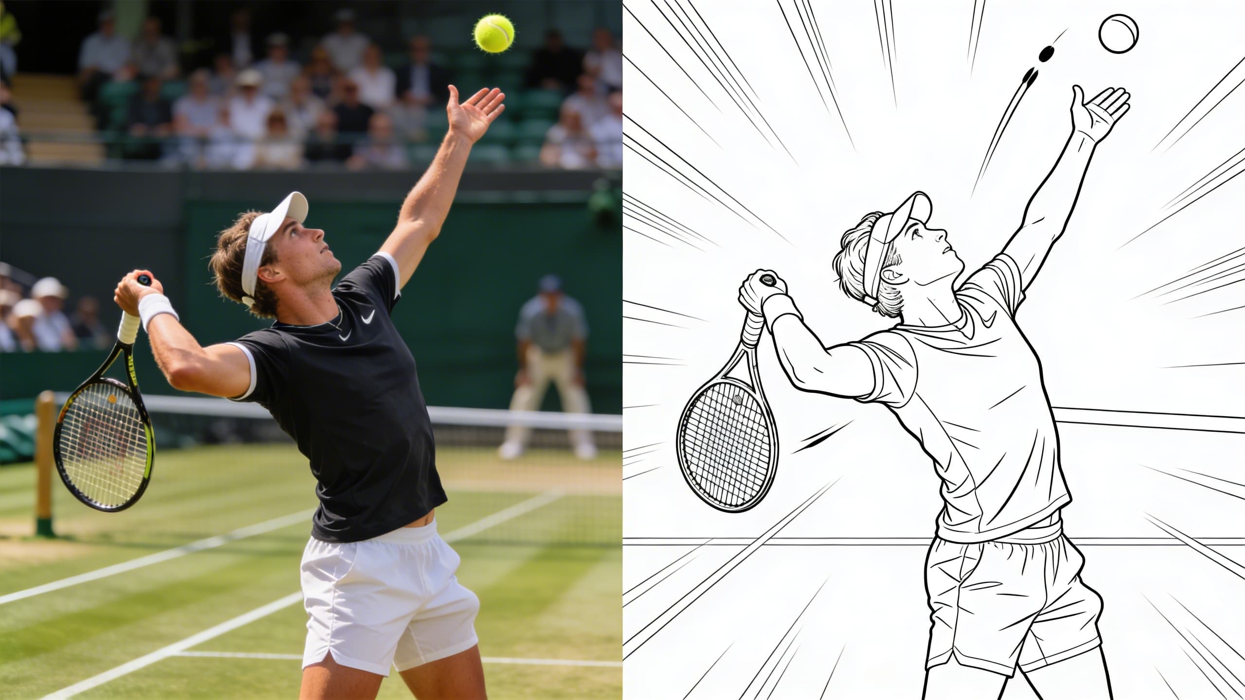 Tennis Serve - Clean Line Art