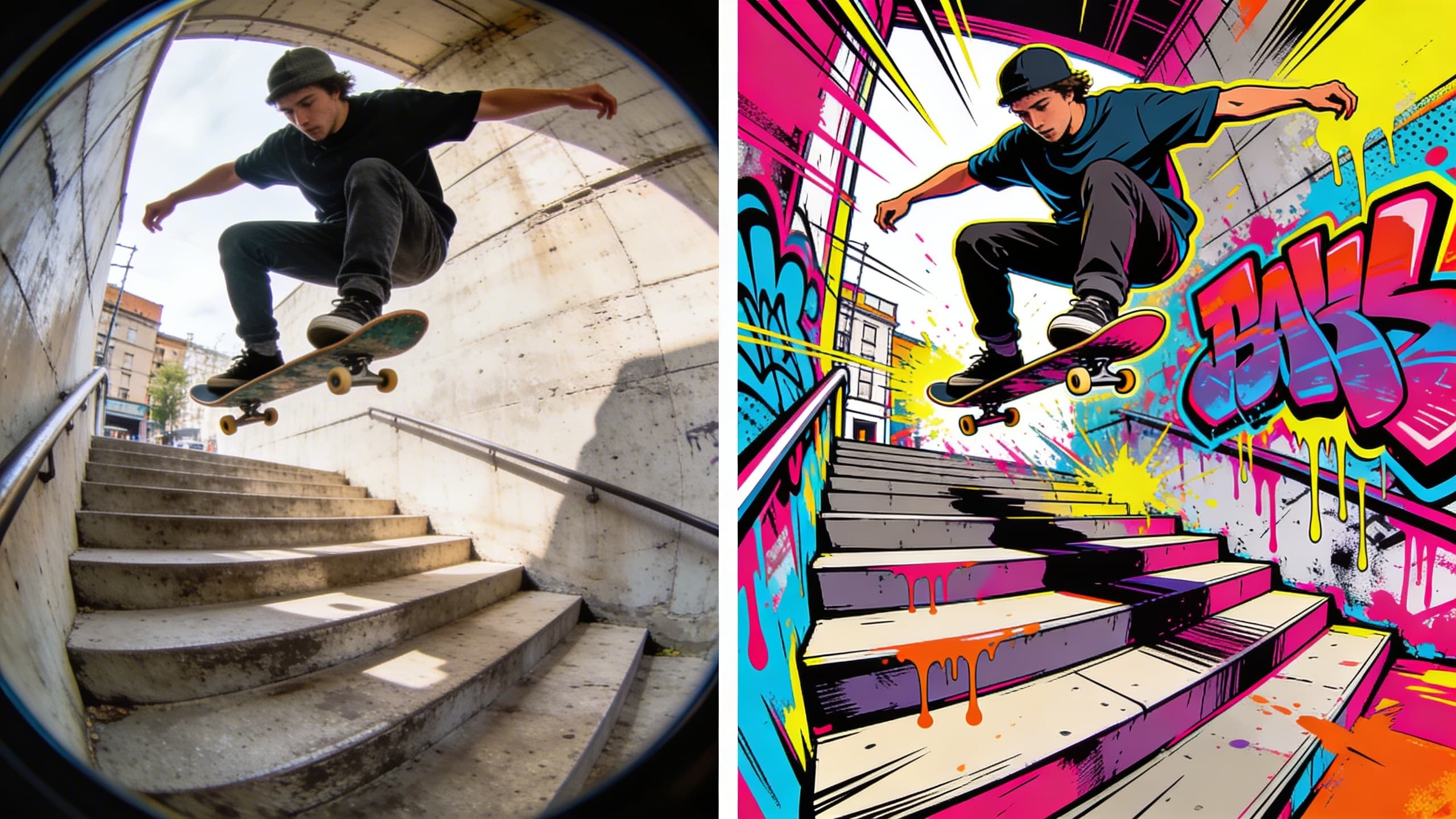 Skateboarding Trick - Street Art