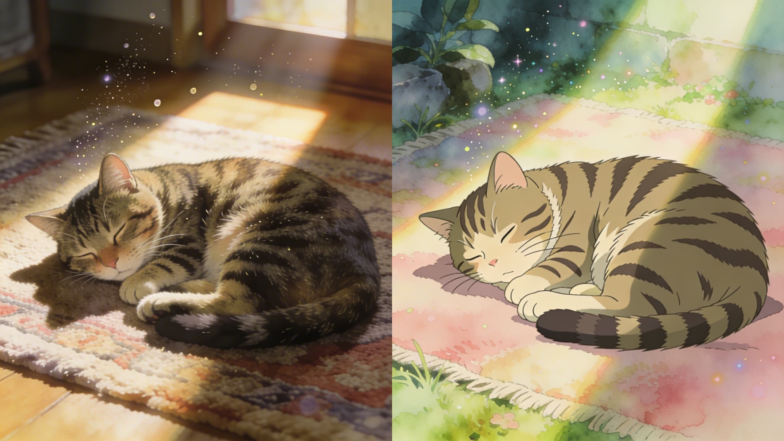 Sleeping Cat - Ghibli Anime