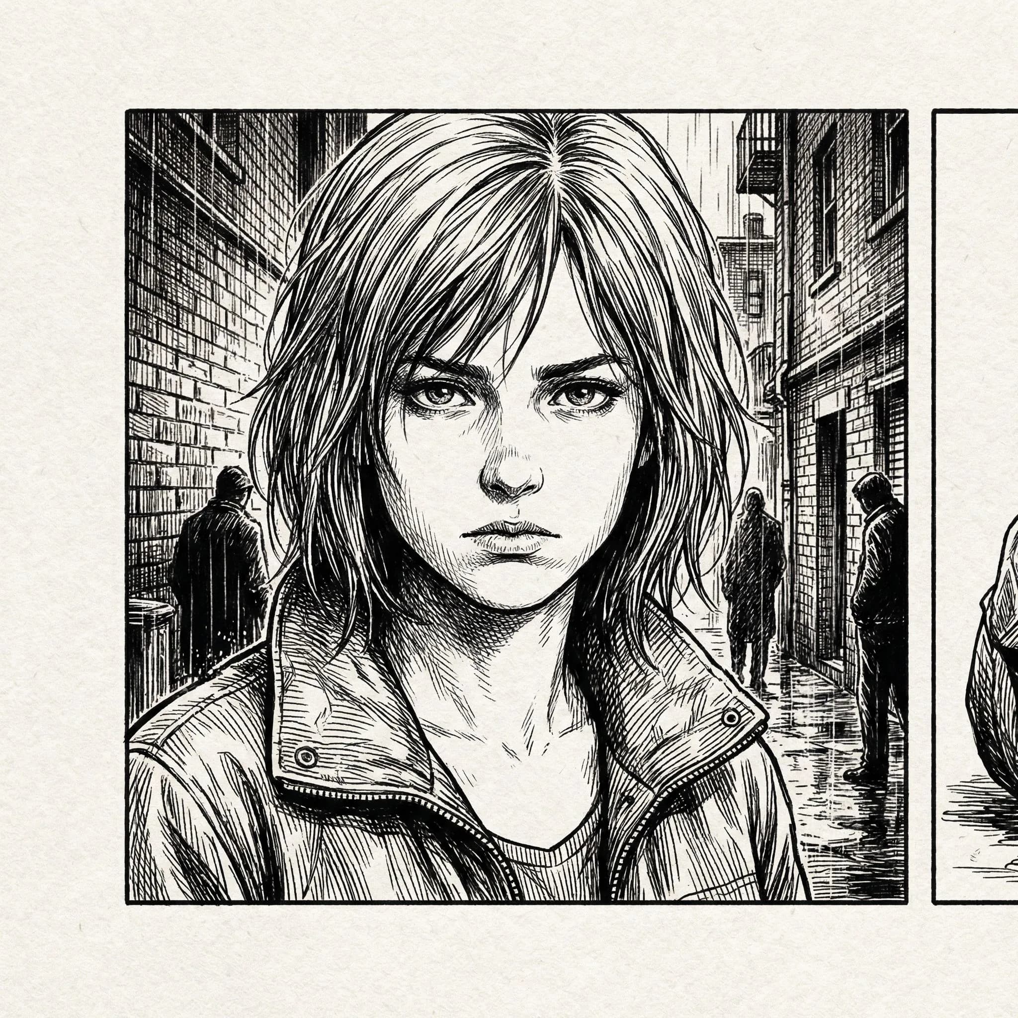 AI seinen manga generator example with realistic dramatic character