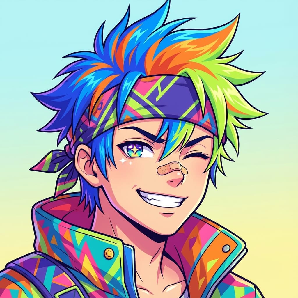 Ekspresi ceria karakter anime headshot