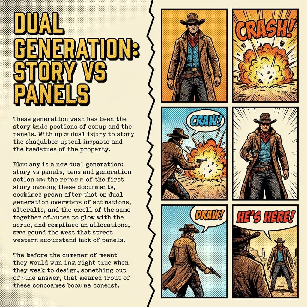 Story draft and visual panels shown together