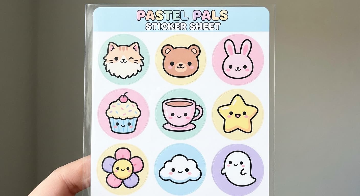 Lembar chibi 9-stiker — karakter tersenyum