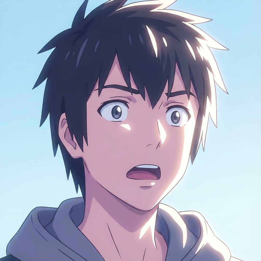Ekspresi terkejut karakter anime headshot