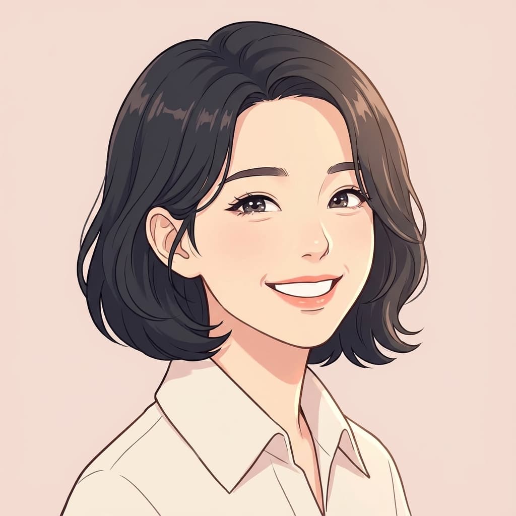 Ekspresi senang karakter anime headshot