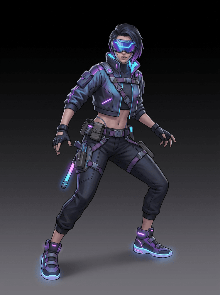 Gambar sumber hero pelari game cyberpunk