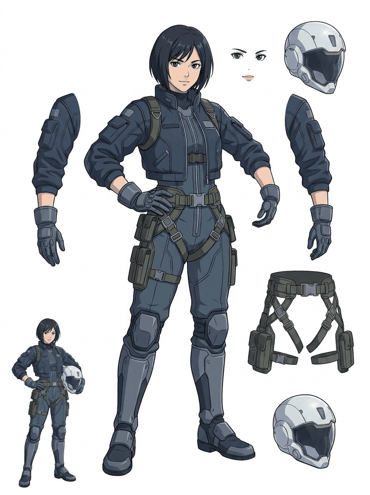 Lembar aset terpisah untuk pilot mecha sci-fi anime