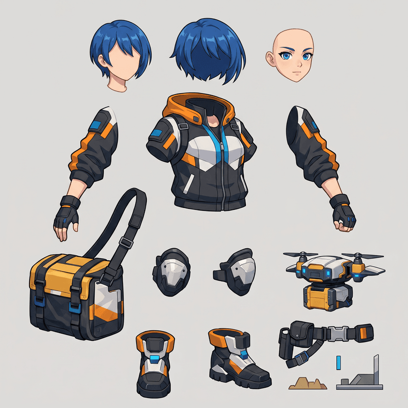 AI layer splitter output showing separated character asset sheet
