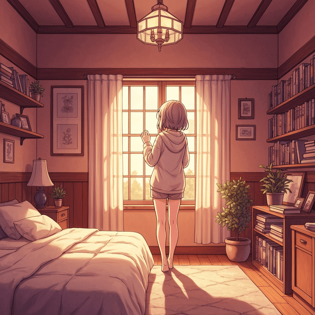 Adegan ruangan manga untuk dialog slice-of-life