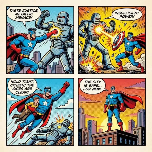 Finished four-panel comic page ready for segmentation
