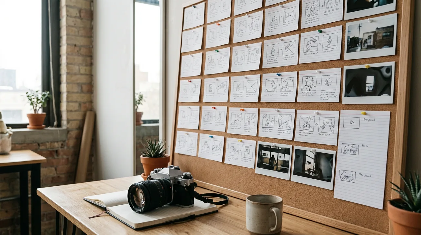 Storyboard and screenplay draft view