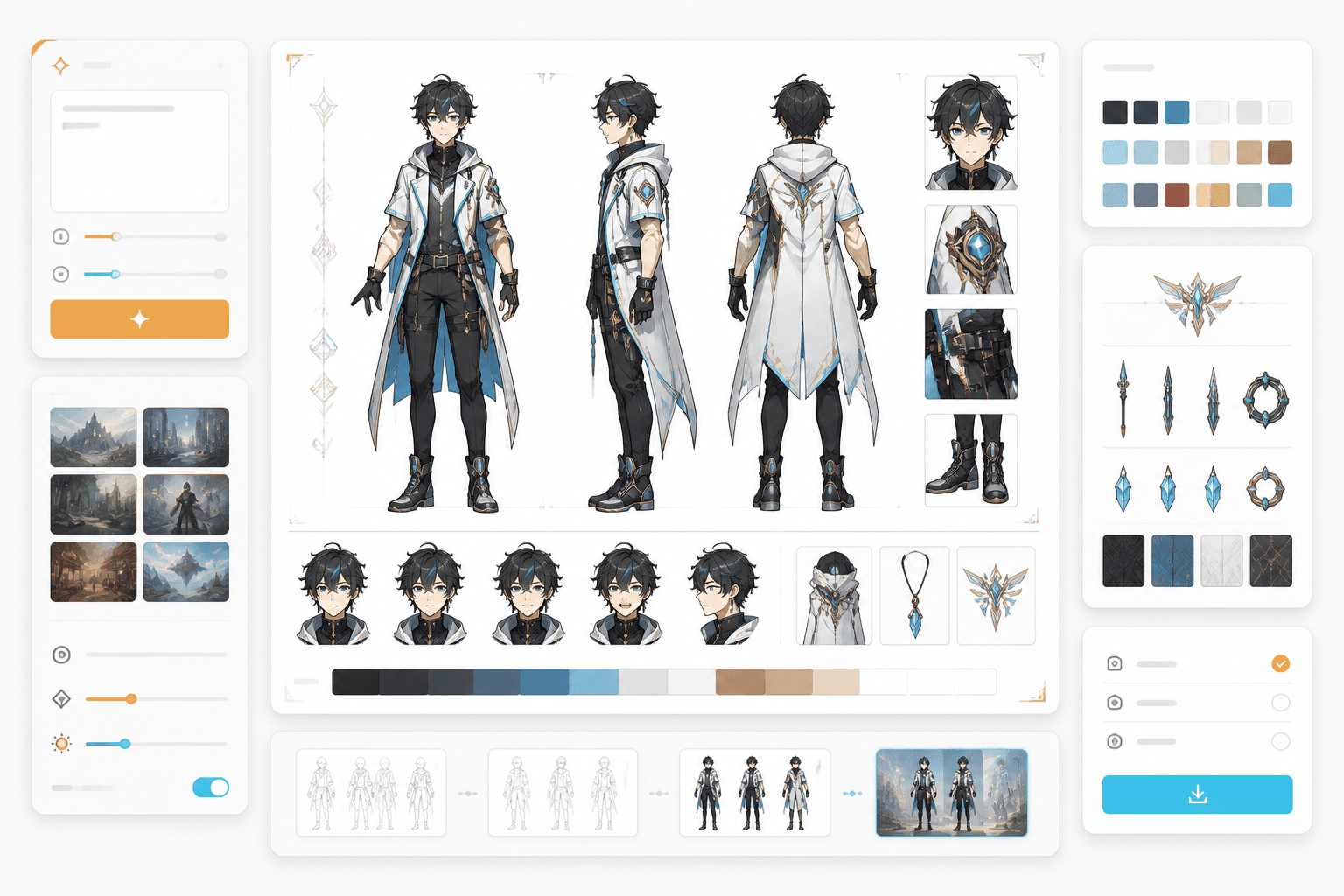 Pratinjau AI character sheet generator