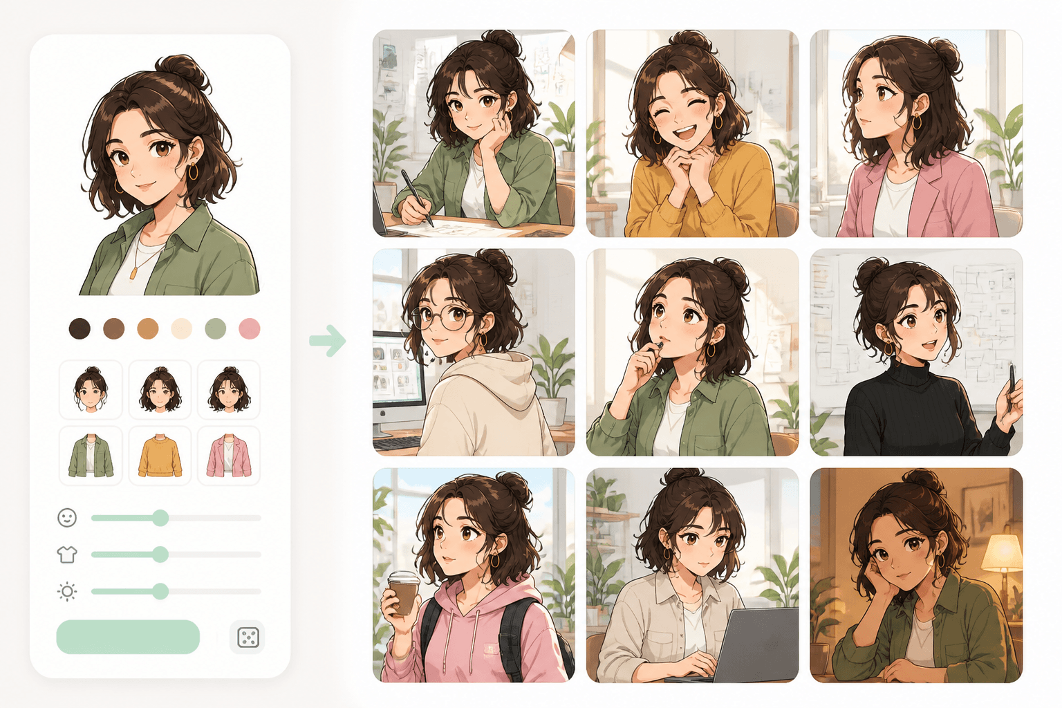 Mockup produk consistent character generator