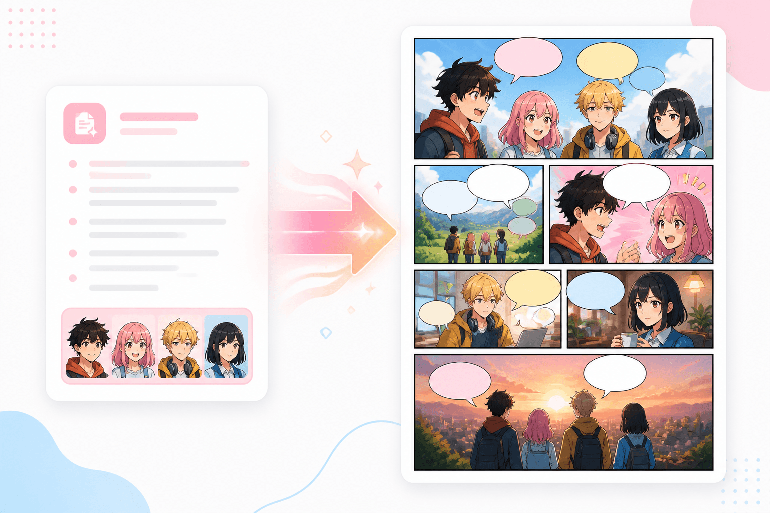 Mockup produk story to comic generator