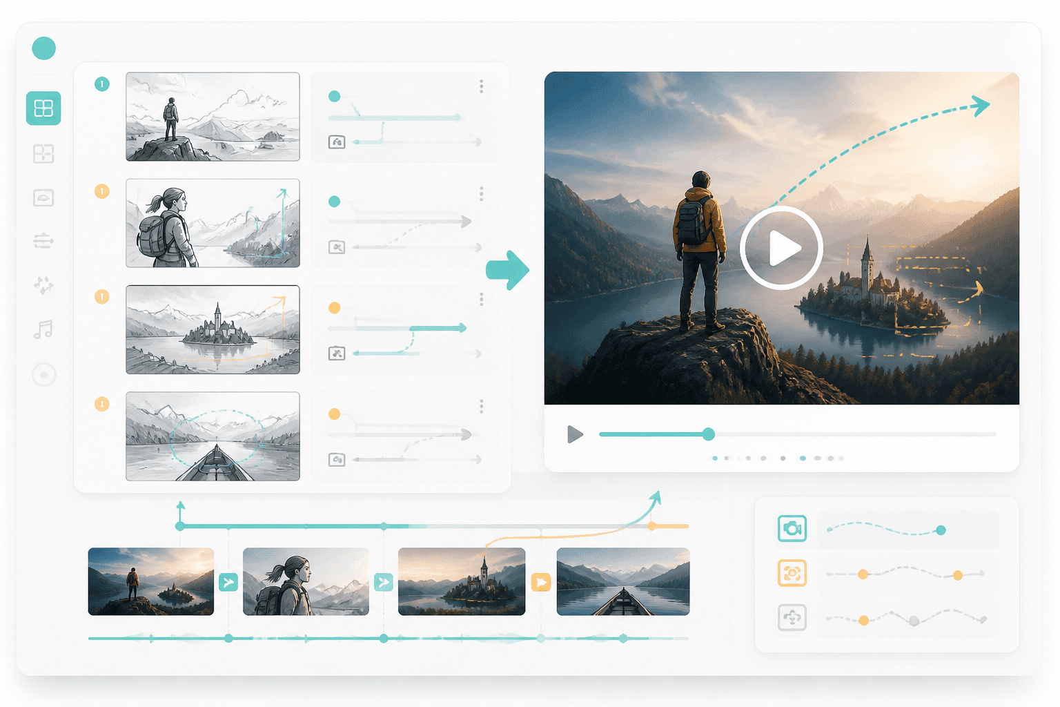 Pratinjau workflow storyboard ke video