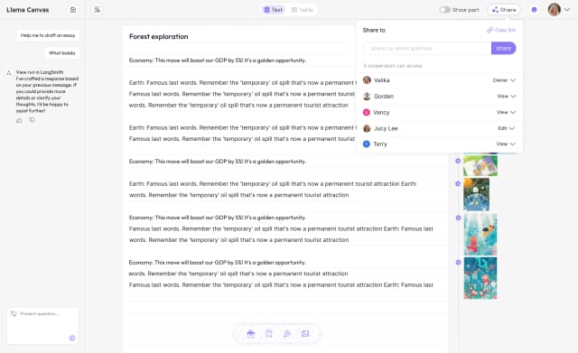 Pruebas Beta de Llama Canvas