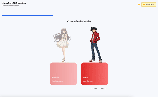 Interfaz de Diseño de Personajes