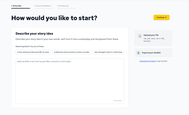 专业分镜流程界面演示