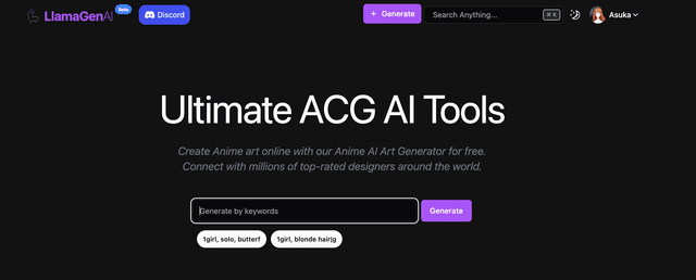 Genera arte anime rápidamente en la página de inicio
