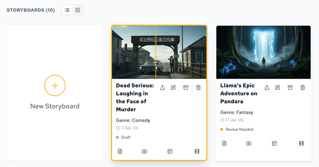 Homepage Card Sliding for Shot List Navigation