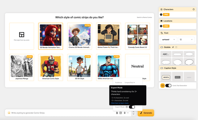 角色一致性面板,展示专家模型在多个分镜中的效果