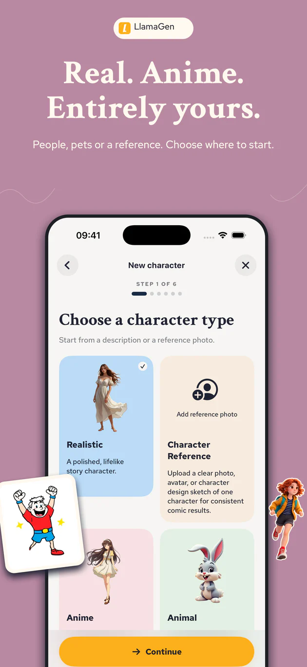 Choose from five character creation paths in LlamaGen