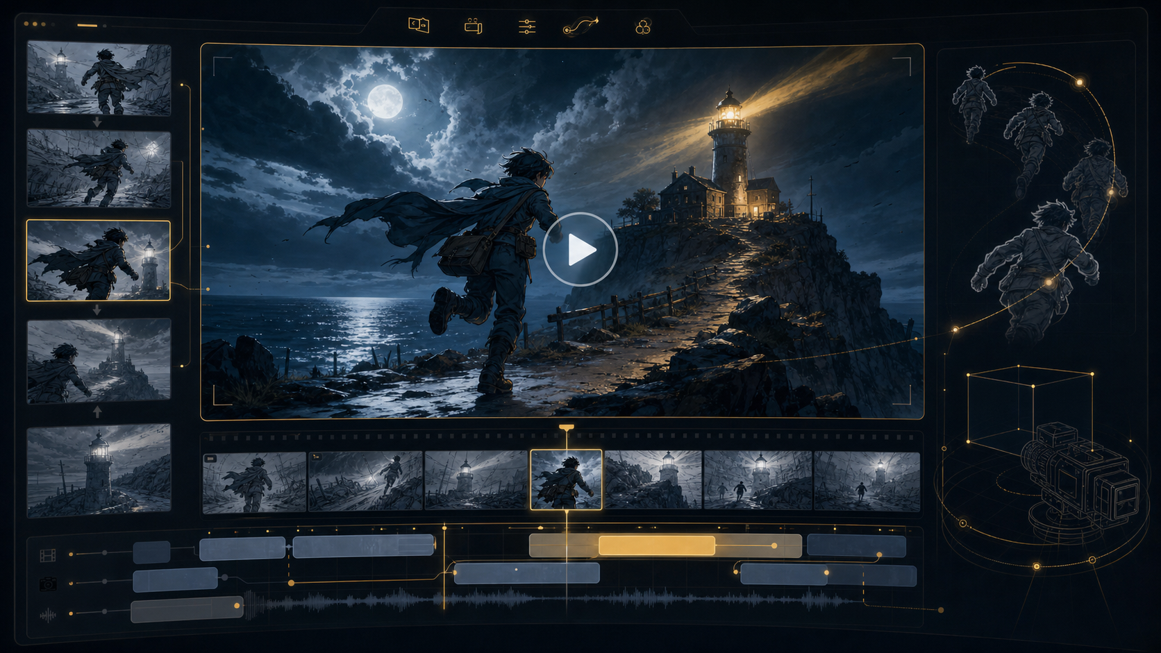AI storyboard animatic preview generated from storyboard frames