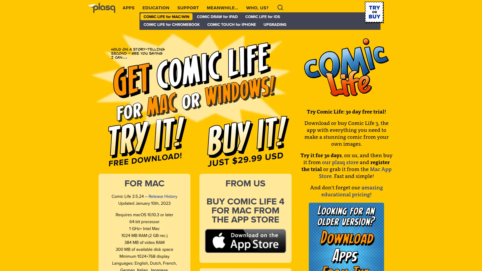 Comic Life 3 official website screenshot